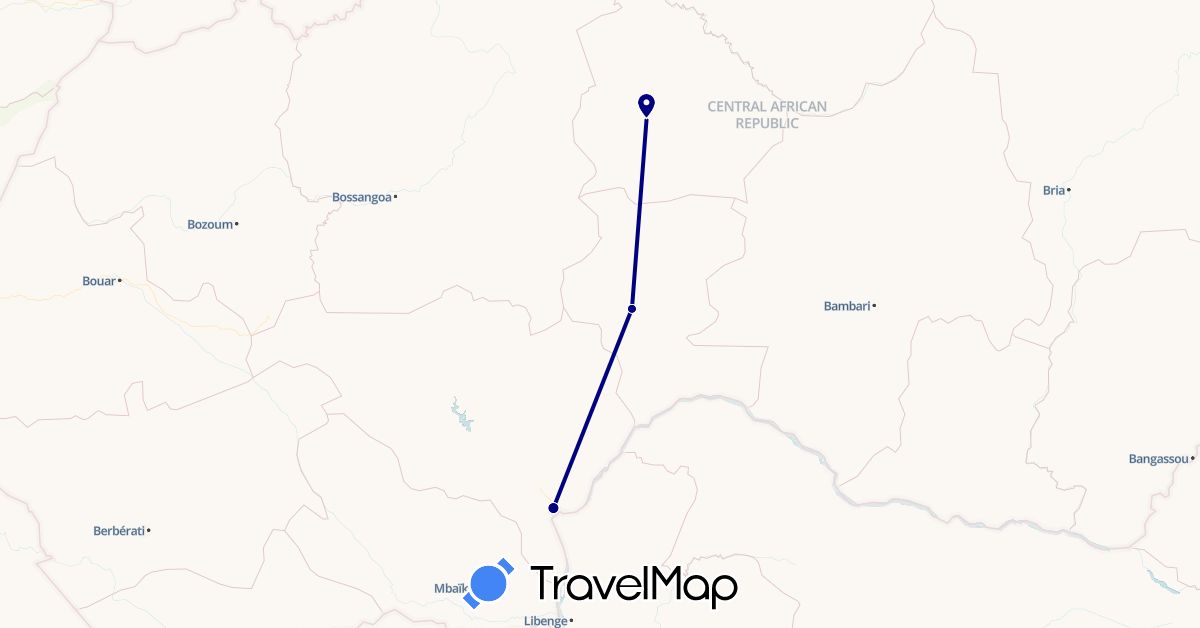 TravelMap itinerary: driving in Central African Republic (Africa)